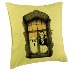 Perna Decorativa de Halloween Fantoma si Vampir 40x40 cm Verde Husa Detasabila Burduf 