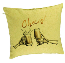 Perna Decorativa de Halloween si Text Cheers 40x40 cm Verde Husa Detasabila Burduf 