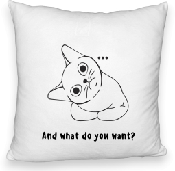 Perna Decorativa Fluffy Model And what do you want 40x40 cm Alba Husa Detasabila Burduf 