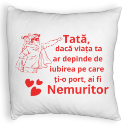 Perna Decorativa Fluffy Model pentru Tata 11 40x40 cm Alba Husa Detasabila Burduf 