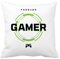 Perna Decorativa Forever Gamer 40x40 cm Alba Mata Husa Detasabila Burduf 