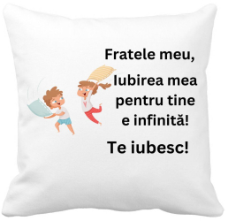 Perna Decorativa Fratele meu 6 40x40 cm Alba Mata Husa Detasabila Burduf 