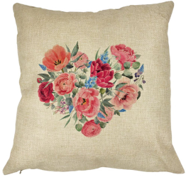 Perna Decorativa Heart of Flowers 40x40 cm Husa Detasabila Burduf 