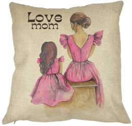Perna Decorativa Love Mom 40x40 cm Husa Detasabila Burduf 