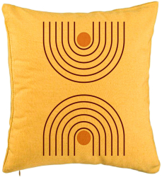 Perna Decorativa Model Abstract Lines 40x40 cm Galben Husa Detasabila Burduf 