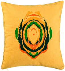 Perna Decorativa Model Abstract Multicolor 40x40 cm Galben Husa Detasabila Burduf 