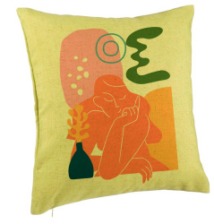 Perna Decorativa Model Abstracta 1 40x40 cm Verde Husa Detasabila Burduf 