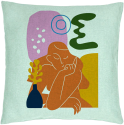 Perna Decorativa Model Abstracta 1 40x40 cm Verde Menta Husa Detasabila Burduf 