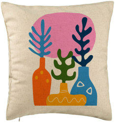 Perna Decorativa Model Abstracta 2 40x40 cm Bej Husa Detasabila Burduf 