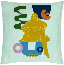 Perna Decorativa Model Abstracta 3 40x40 cm Verde Menta Husa Detasabila Burduf 