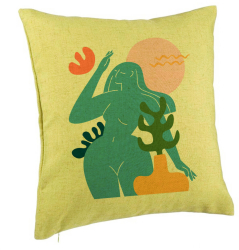 Perna Decorativa Model Abstracta 4 40x40 cm Verde Husa Detasabila Burduf 