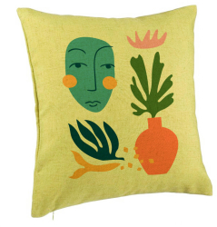 Perna Decorativa Model Abstracta 5 40x40 cm Verde Husa Detasabila Burduf 