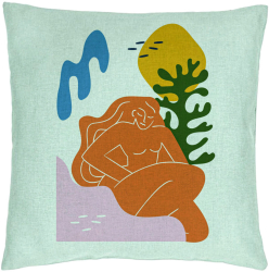 Perna Decorativa Model Abstracta 6 40x40 cm Verde Menta Husa Detasabila Burduf 