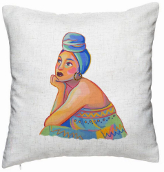 Perna Decorativa Model African Fashion 40x40 cm Alb Murdar Husa Detasabila Burduf 