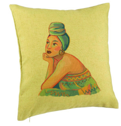 Perna Decorativa Model African Fashion 40x40 cm Verde Husa Detasabila Burduf 