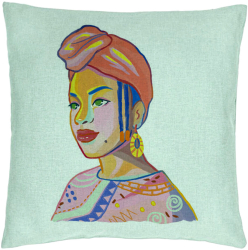 Perna Decorativa Model African Style 40x40 cm Verde Menta Husa Detasabila Burduf 