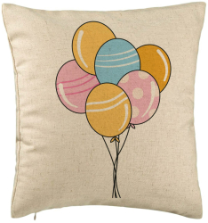 Perna Decorativa Model Baloane Multicolor 40x40 cm Bej Husa Detasabila Burduf 