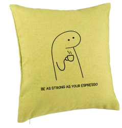 Perna Decorativa Model Be As Strong As Your Espresso 40x40 cm Verde Husa Detasabila Burduf 