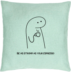 Perna Decorativa Model Be As Strong As Your Espresso 40x40 cm Verde Menta Husa Detasabila Burduf 