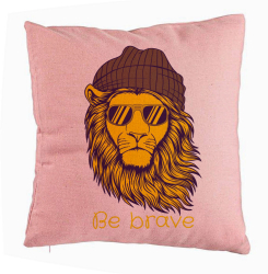 Perna Decorativa Model Be Brave 40x40 cm Roz Husa Detasabila Burduf 