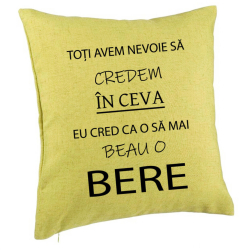 Perna Decorativa Model Beau o Bere 40x40 cm Verde Husa Detasabila Burduf 