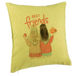 Perna Decorativa Model Best Friends 40x40 cm Verde Husa Detasabila Burduf 