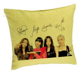 Perna Decorativa Model Blackpink K-POP semnaturi 40x40 cm Verde Husa Detasabila Burduf 