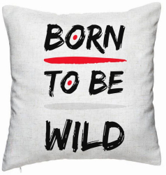 Perna Decorativa Model Born to Be Wild 40x40 cm Alb Murdar Husa Detasabila Burduf 