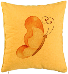 Perna Decorativa Model Brown Butterfly 40x40 cm Galben Husa Detasabila Burduf 