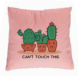 Perna Decorativa Model Cactus Cant Touch This 40x40 cm Roz Husa Detasabila Burduf 