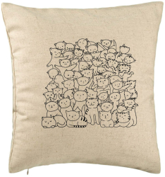 Perna Decorativa Model Cat Life 40x40 cm Bej Husa Detasabila Burduf 