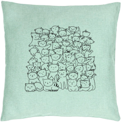 Perna Decorativa Model Cat Life 40x40 cm Verde Menta Husa Detasabila Burduf 