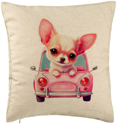 Perna Decorativa Model Chihuahua Love 40x40 cm Bej Husa Detasabila Burduf 