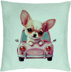 Perna Decorativa Model Chihuahua Love 40x40 cm Verde Menta Husa Detasabila Burduf 