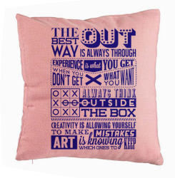 Perna Decorativa Model Classic Quotes 40x40 cm Roz Husa Detasabila Burduf 