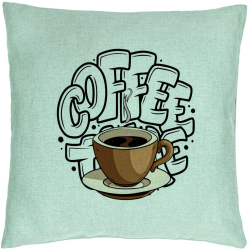 Perna Decorativa Model Coffe Lover 40x40 cm Verde Menta Husa Detasabila Burduf 
