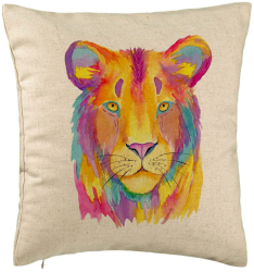 Perna Decorativa Model Colorful Lion 40x40 cm Bej Husa Detasabila Burduf 