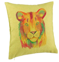 Perna Decorativa Model Colorful Lion 40x40 cm Verde Husa Detasabila Burduf 