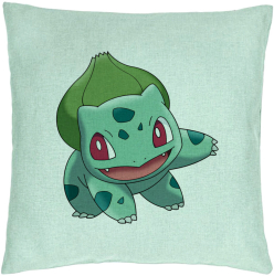 Perna Decorativa Model copii Bulbasaur 40x40 cm Verde Menta Husa Detasabila Burduf 