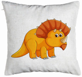 Perna Decorativa Model copii cu Rhino 40x40 cm Alb Murdar Husa Detasabila Burduf 