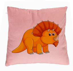 Perna Decorativa Model copii cu Rhino 40x40 cm Roz Husa Detasabila Burduf 