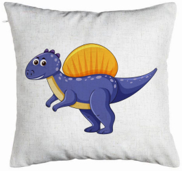 Perna Decorativa Model copii Dinozaur Mov inchis 40x40 cm Alb Murdar Husa Detasabila Burduf 