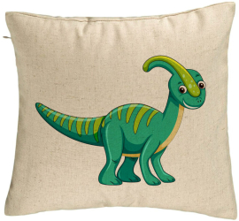Perna Decorativa Model copii Dinozaur Verde 40x40 cm Bej Husa Detasabila Burduf 