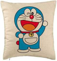 Perna Decorativa Model copii Doraemon 40x40 cm Bej Husa Detasabila Burduf 