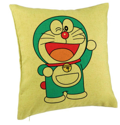 Perna Decorativa Model copii Doraemon 40x40 cm Verde Husa Detasabila Burduf 