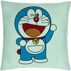 Perna Decorativa Model copii Doraemon 40x40 cm Verde Menta Husa Detasabila Burduf 