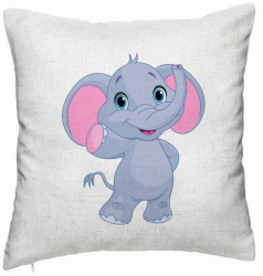 Perna Decorativa Model copii Elefant 40x40 cm Alb Murdar Husa Detasabila Burduf 