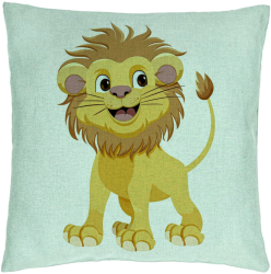Perna Decorativa Model copii Little Lion 40x40 cm Verde Menta Husa Detasabila Burduf 