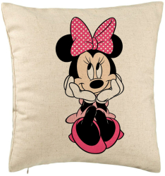 Perna Decorativa Model copii Minnie Mouse 40x40 cm Bej Husa Detasabila Burduf 