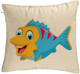 Perna Decorativa Model copii Peste Bejstru 40x40 cm Bej Husa Detasabila Burduf 